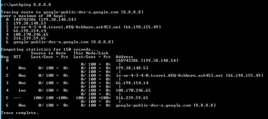 Windows pathping network troubleshooting