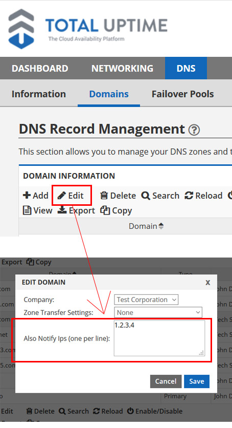 DNS AlsoNotify feature