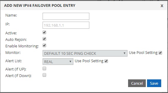 add ipv4 failover pool entry