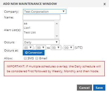 add new maintenance window