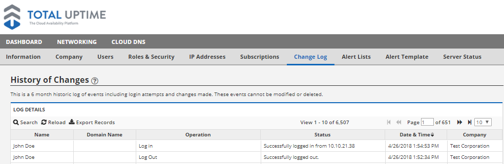 change log