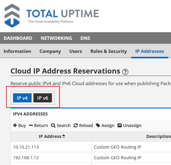 cloud IP address reservation