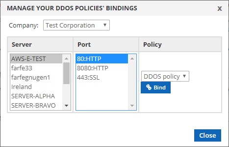 manage ddos policy bindings