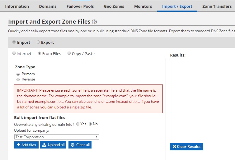 import and export zone files