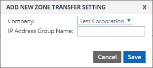 add new zone transfer setting